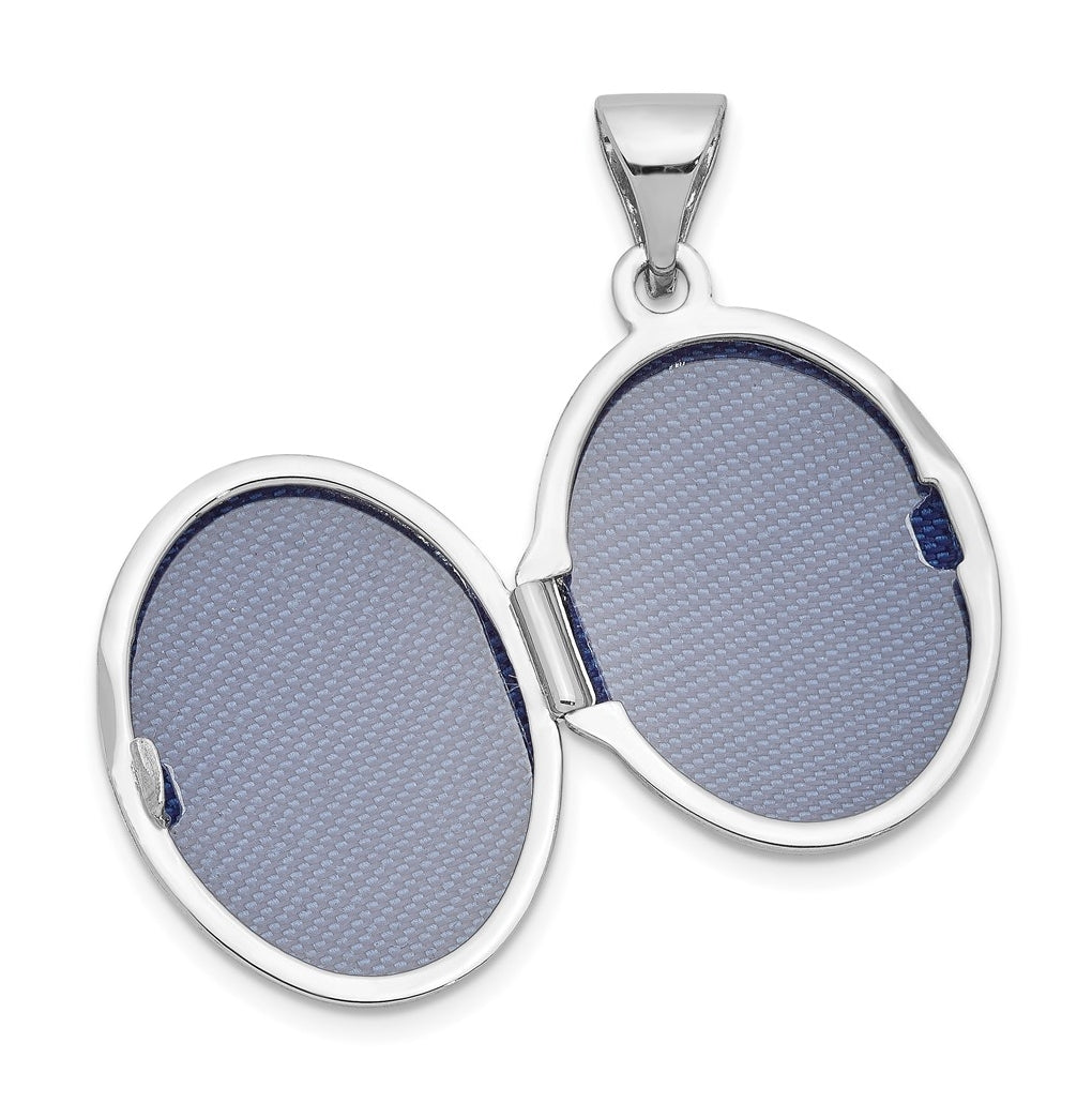 14k White Gold Polished Oval Locket – Elegant Jewelry Gift for Birthday, Anniversary, Engagement, Wedding
