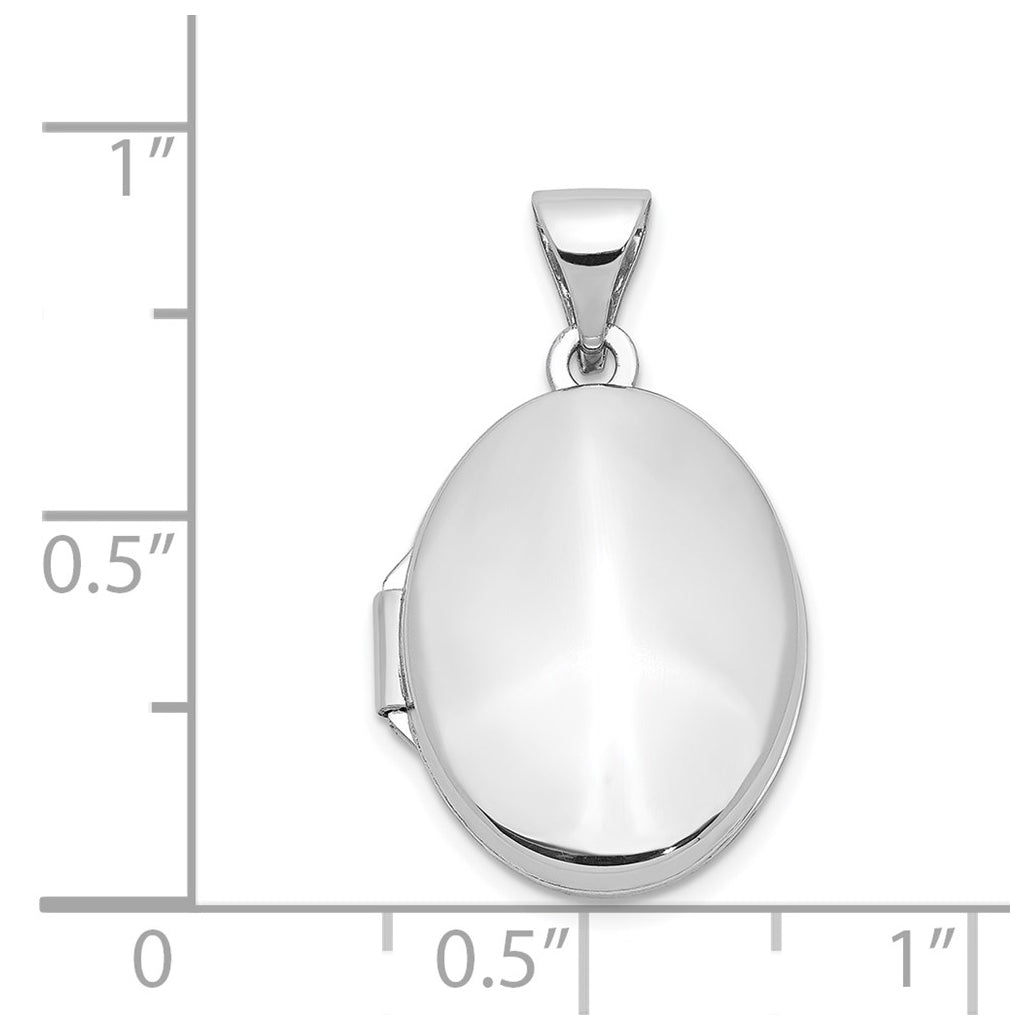 14k White Gold Polished Oval Locket – Elegant Jewelry Gift for Birthday, Anniversary, Engagement, Wedding