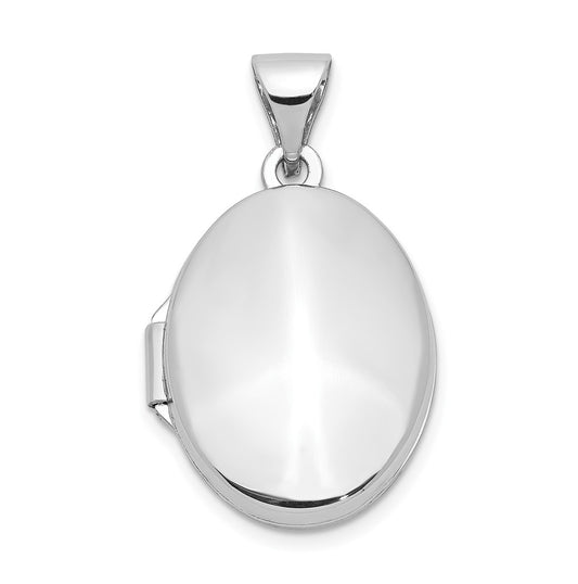14k White Gold Polished Oval Locket – Elegant Jewelry Gift for Birthday, Anniversary, Engagement, Wedding