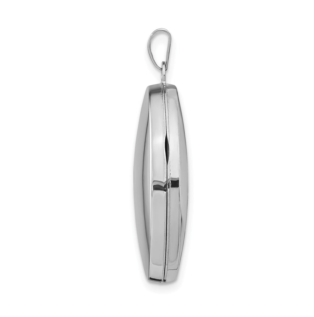 14k White Gold Polished Domed Oval Locket – Elegant Jewelry Gift for Birthday, Anniversary, Engagement, Wedding
