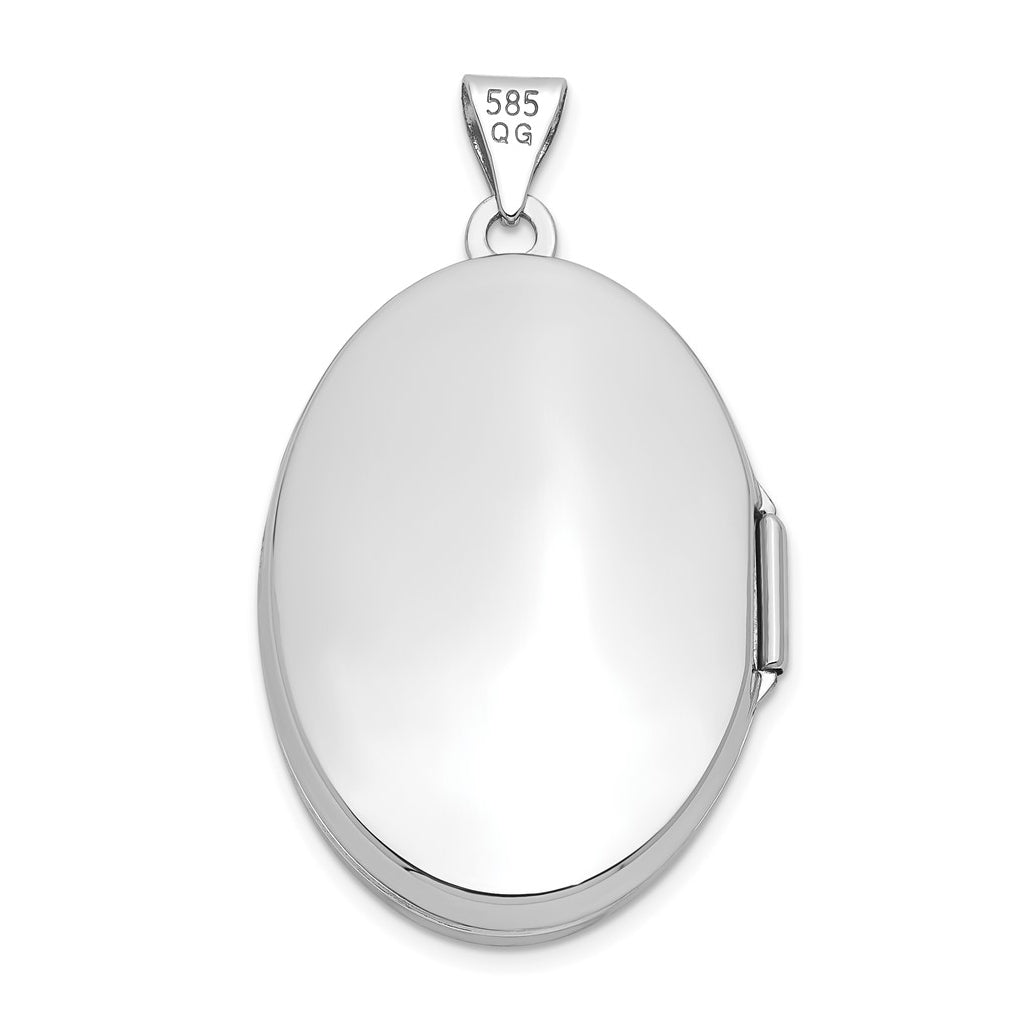 14k White Gold Polished Domed Oval Locket – Elegant Jewelry Gift for Birthday, Anniversary, Engagement, Wedding