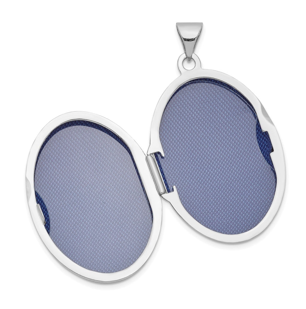 14k White Gold Polished Domed Oval Locket – Elegant Jewelry Gift for Birthday, Anniversary, Engagement, Wedding