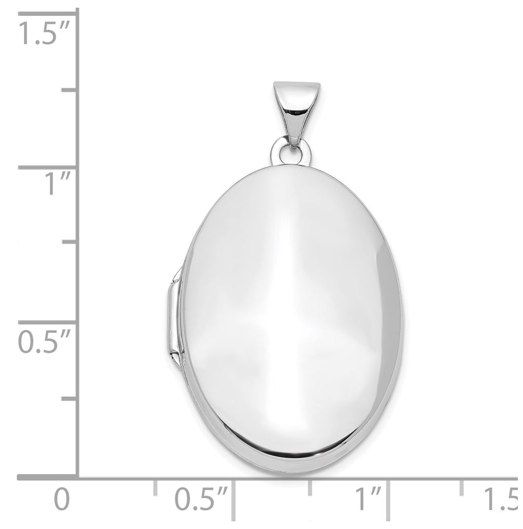 14k White Gold Polished Domed Oval Locket – Elegant Jewelry Gift for Birthday, Anniversary, Engagement, Wedding