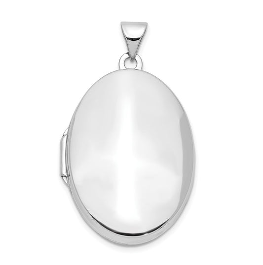 14k White Gold Polished Domed Oval Locket – Elegant Jewelry Gift for Birthday, Anniversary, Engagement, Wedding