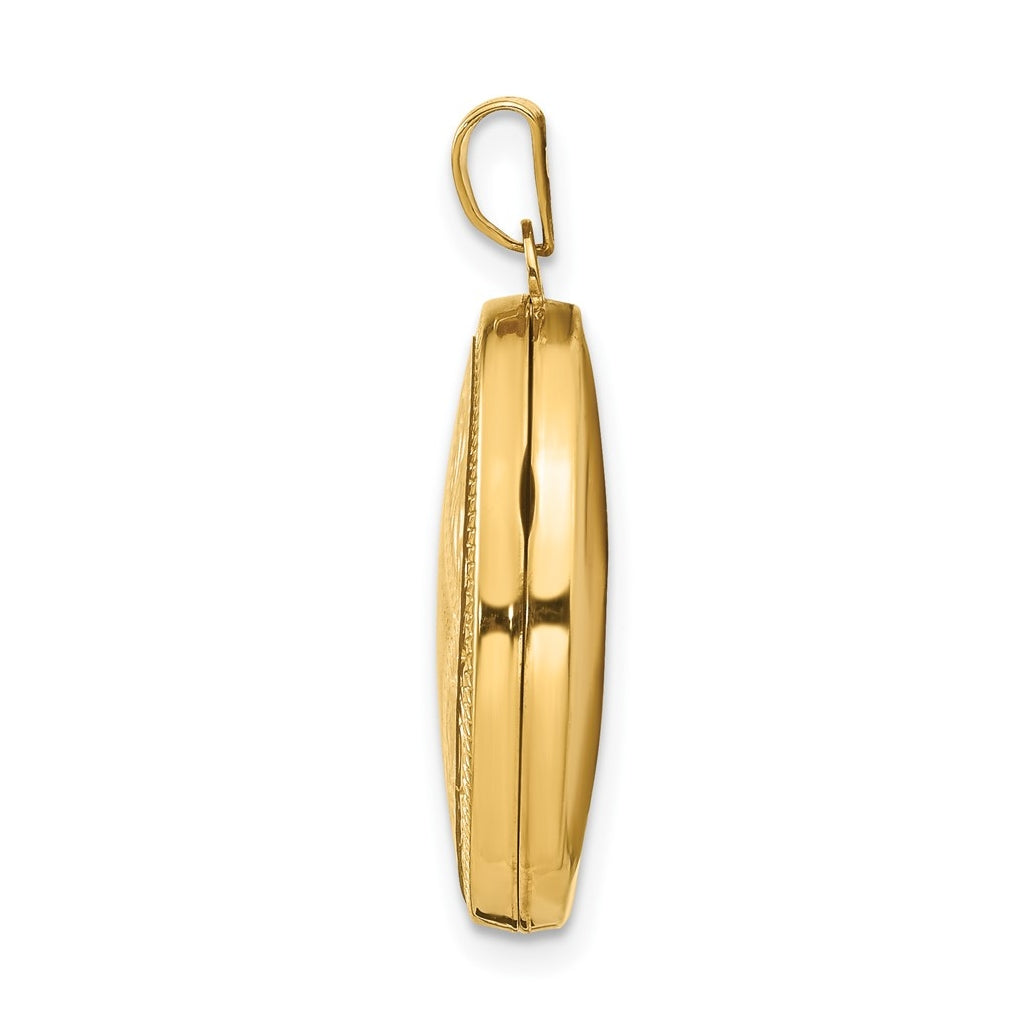 14K Yellow Gold Diamond-shaped Design Oval Locket – Elegant Jewelry Gift for Birthday, Anniversary, Engagement, Wedding