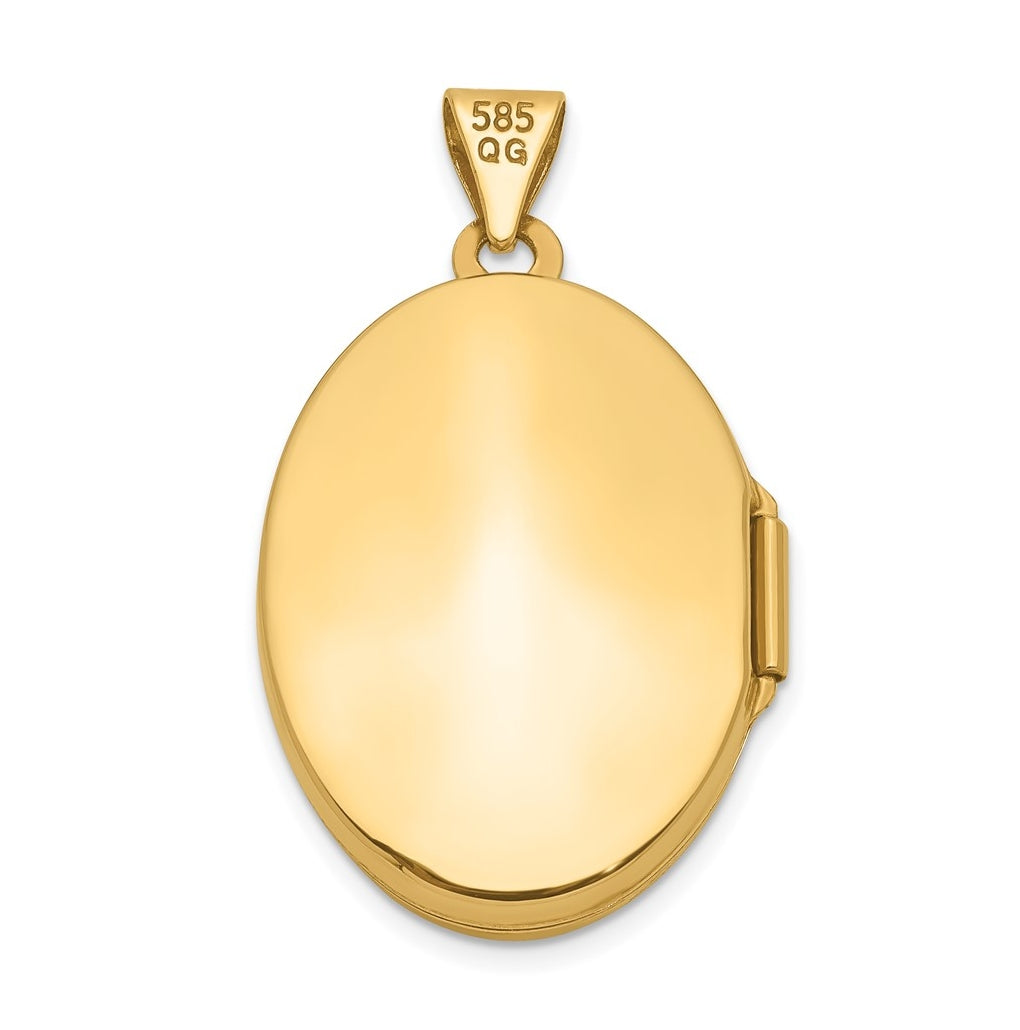 14K Yellow Gold Diamond-shaped Design Oval Locket – Elegant Jewelry Gift for Birthday, Anniversary, Engagement, Wedding