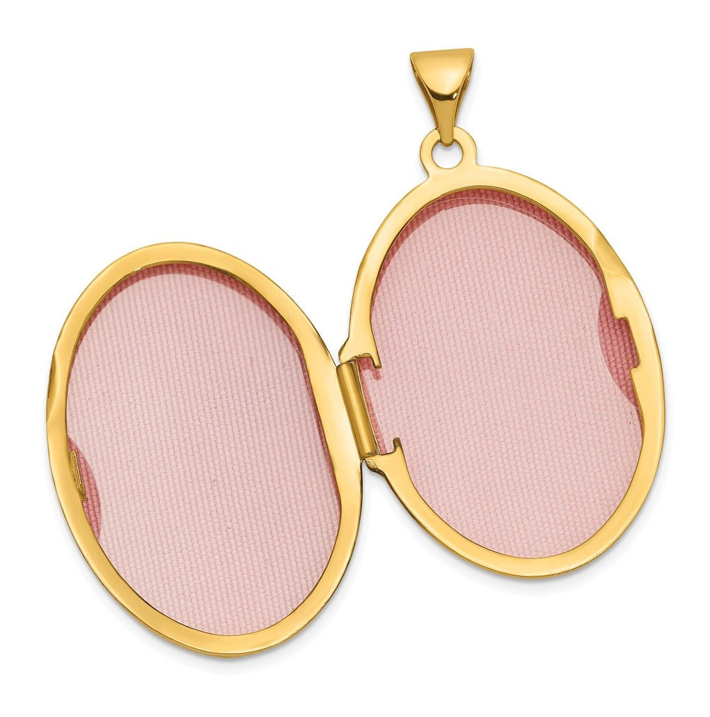 14k Yellow Gold Scroll Oval Locket – Elegant Jewelry Gift for Birthday, Anniversary, Engagement, Wedding