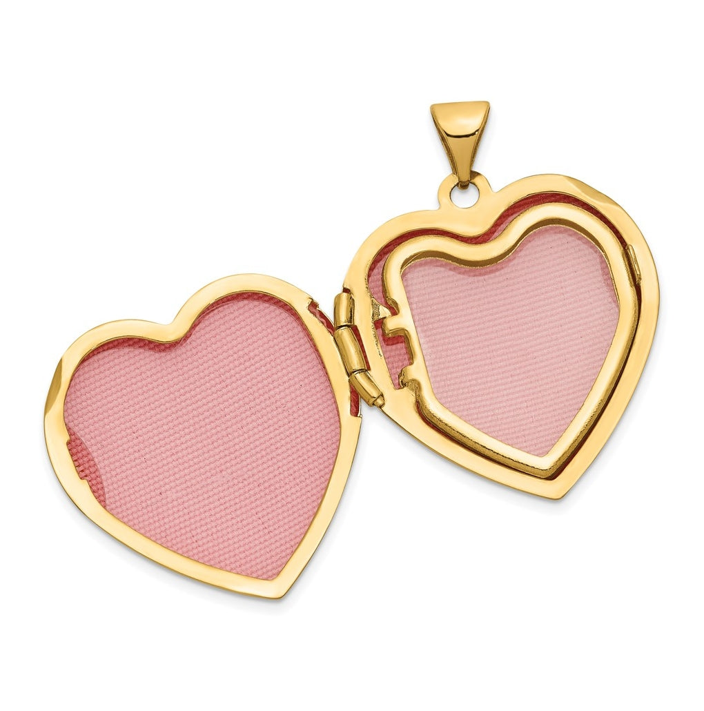 14K Yellow Gold Domed Heart Family Locket – Elegant Jewelry Gift for Birthday, Anniversary, Engagement, Wedding