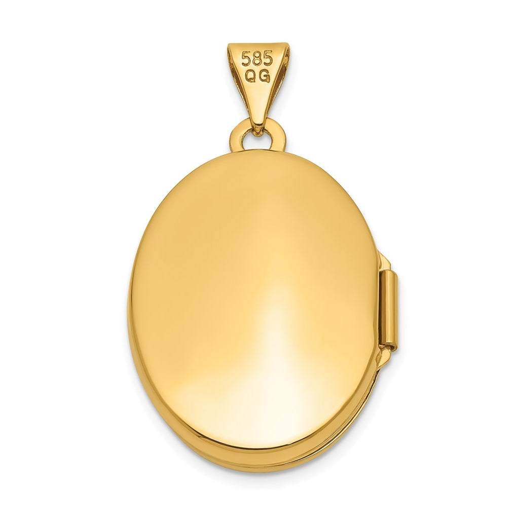 14k Yellow Gold Scroll Heart Design Oval Locket – Elegant Jewelry Gift for Birthday, Anniversary, Engagement, Wedding