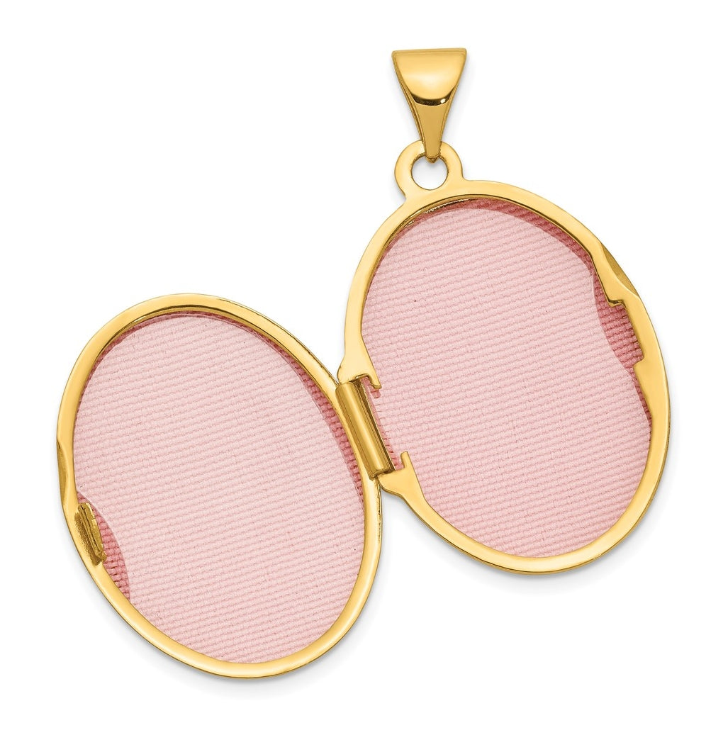 14k Yellow Gold Scroll Heart Design Oval Locket – Elegant Jewelry Gift for Birthday, Anniversary, Engagement, Wedding