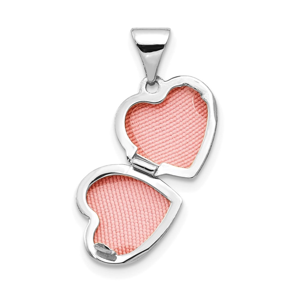 14k White Gold Polished Heart-Shaped Locket – Elegant Jewelry Gift for Birthday, Anniversary, Engagement, Wedding