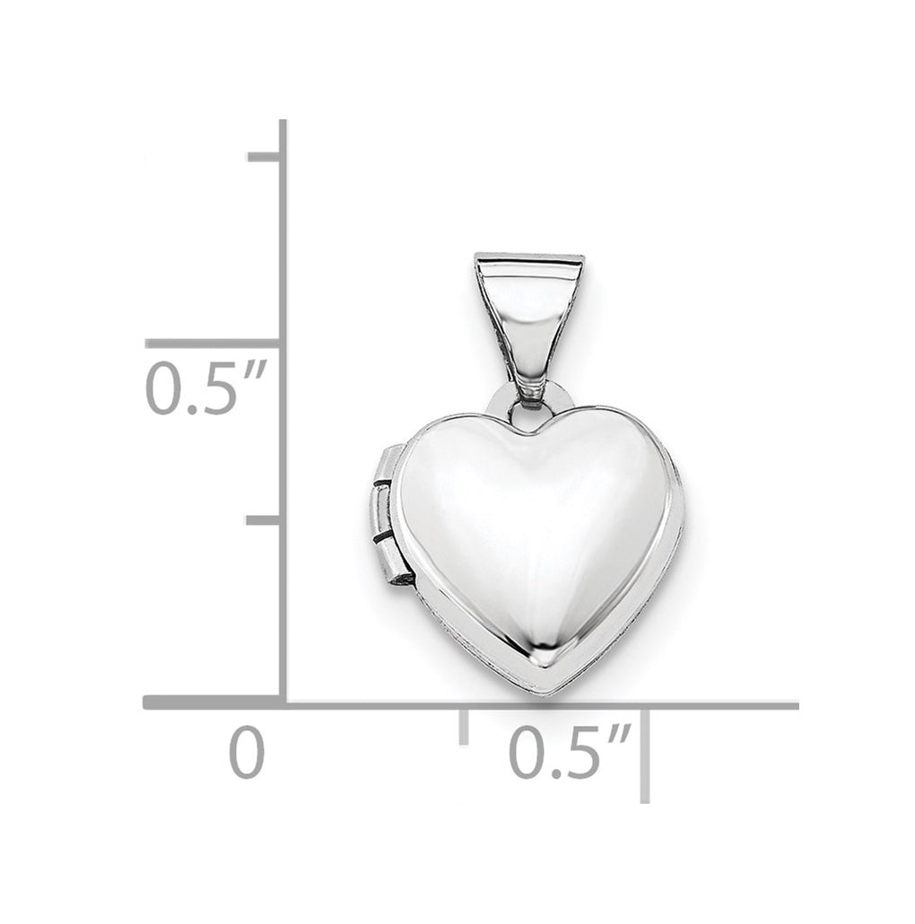 14k White Gold Polished Heart-Shaped Locket – Elegant Jewelry Gift for Birthday, Anniversary, Engagement, Wedding