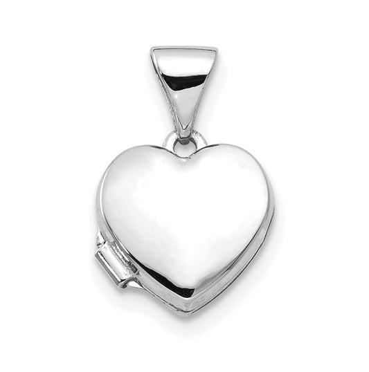14k White Gold Polished Heart-Shaped Locket – Elegant Jewelry Gift for Birthday, Anniversary, Engagement, Wedding