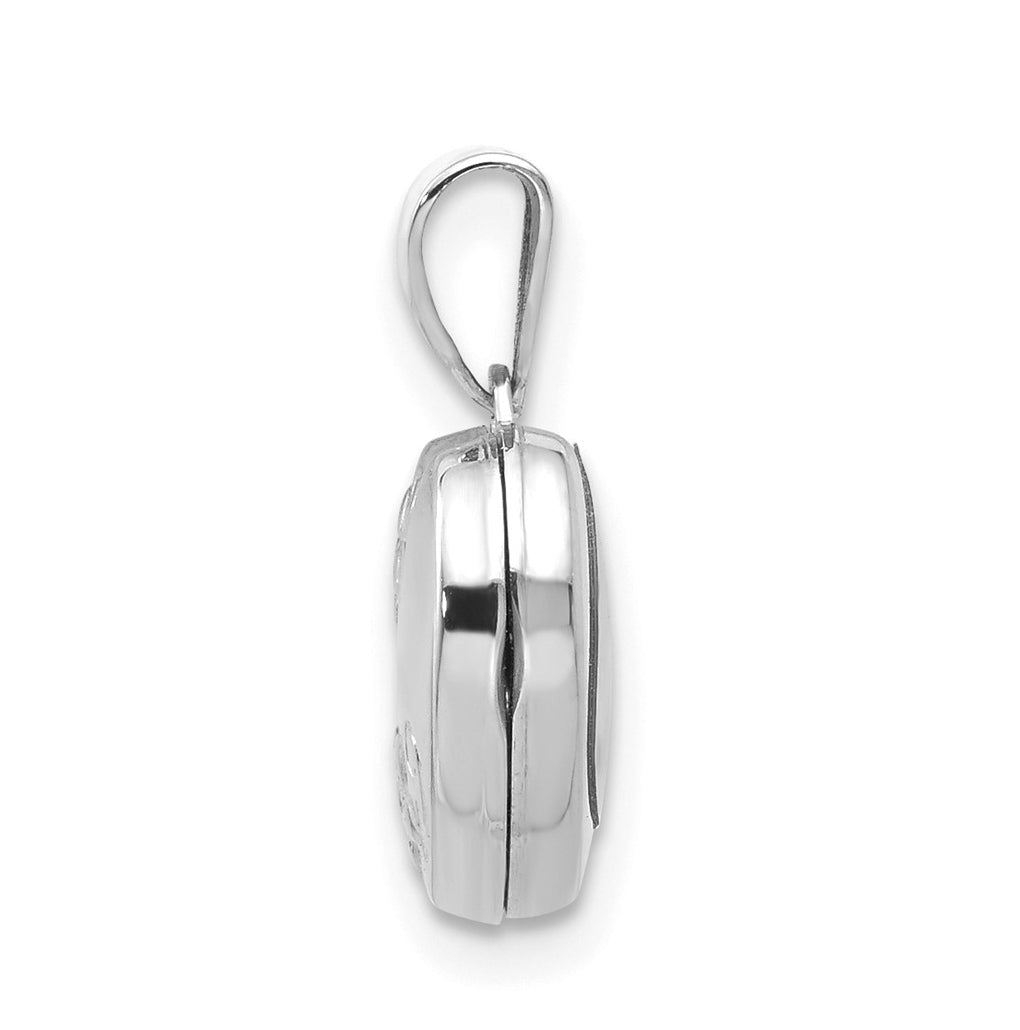 14k White Gold Polished Heart-Shaped Floral Locket – Elegant Jewelry Gift for Birthday, Anniversary, Engagement, Wedding