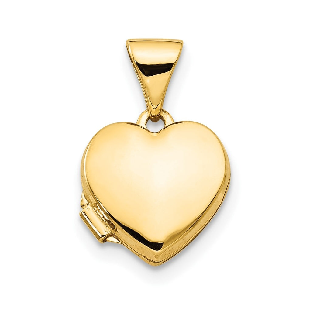 14K Yellow Gold Polished Plain Heart Locket – Elegant Jewelry Gift for Birthday, Anniversary, Engagement, Wedding