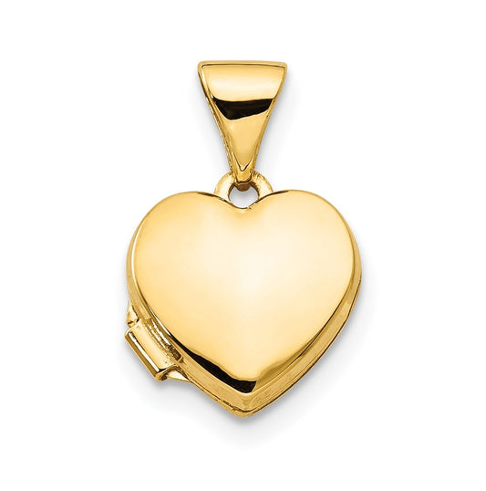 14K Yellow Gold Polished Plain Heart Locket – Elegant Jewelry Gift for Birthday, Anniversary, Engagement, Wedding