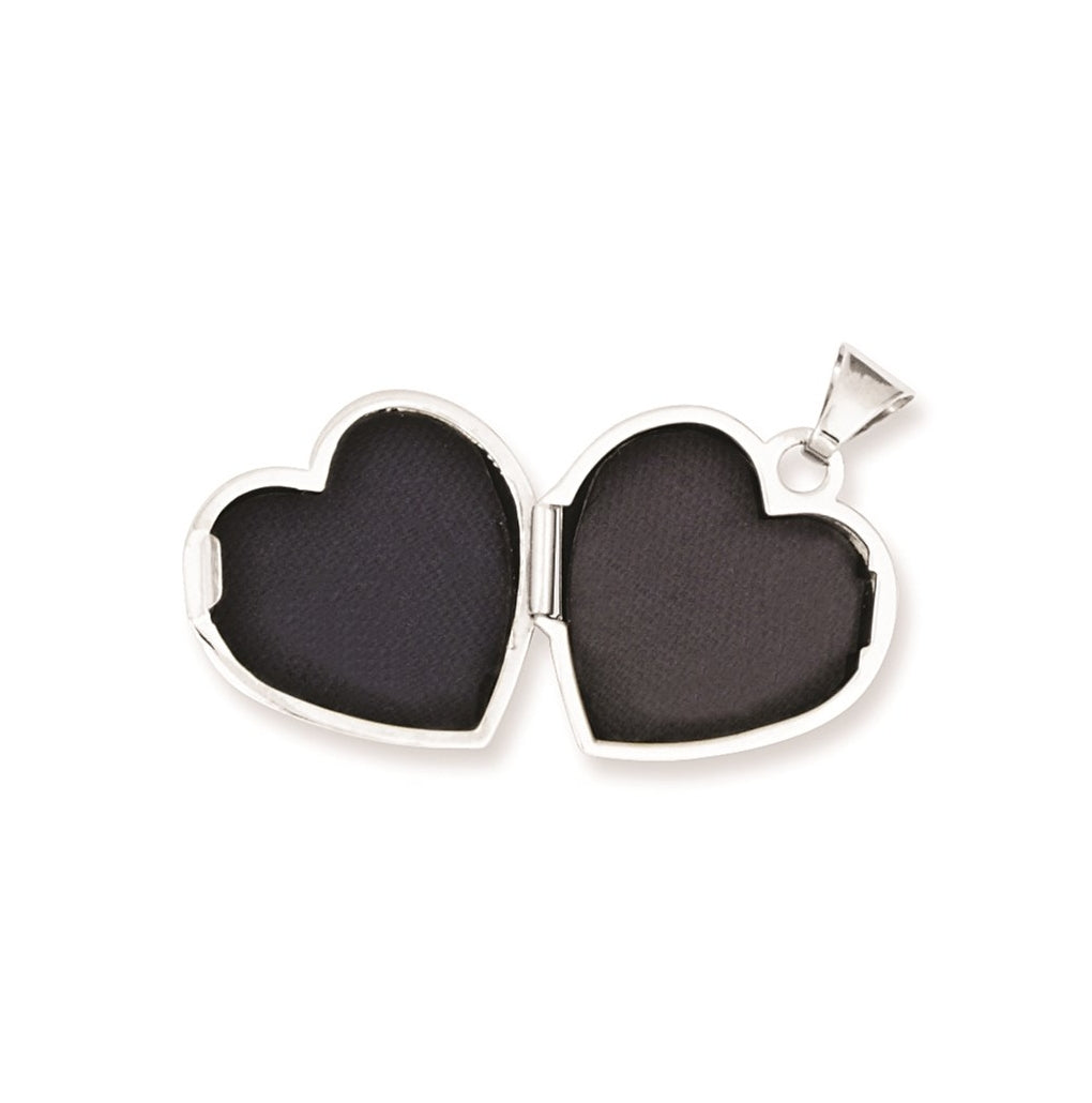14k White Gold Polished Heart-Shaped Locket – Elegant Jewelry Gift for Birthday, Anniversary, Engagement, Wedding
