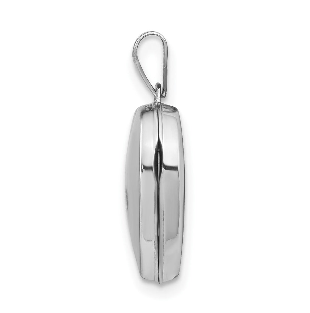 14k White Gold Polished Heart-Shaped Locket – Elegant Jewelry Gift for Birthday, Anniversary, Engagement, Wedding