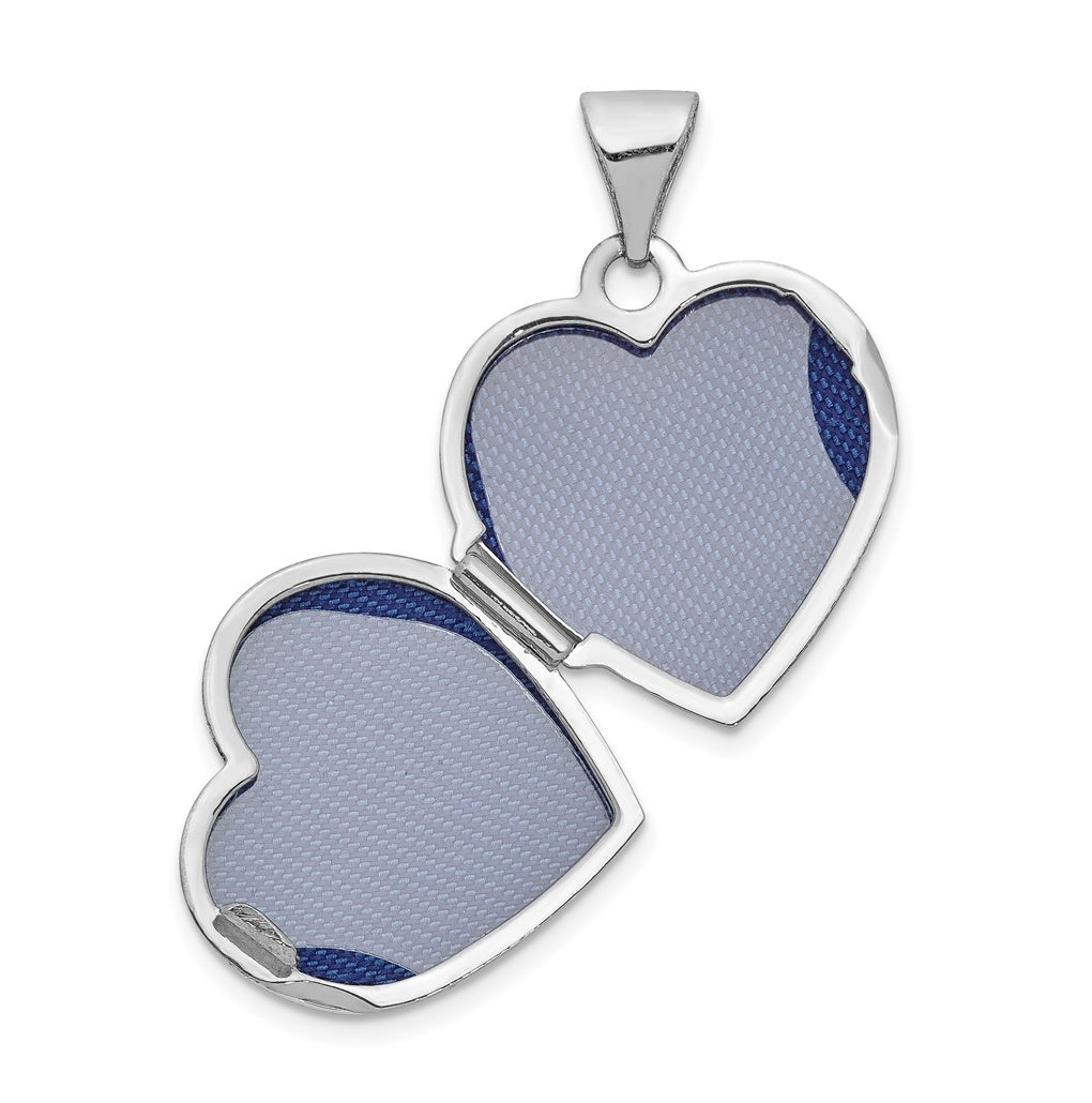 14k White Gold Polished Heart-Shaped Locket – Elegant Jewelry Gift for Birthday, Anniversary, Engagement, Wedding