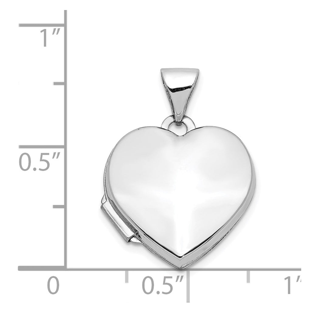 14k White Gold Polished Heart-Shaped Locket – Elegant Jewelry Gift for Birthday, Anniversary, Engagement, Wedding