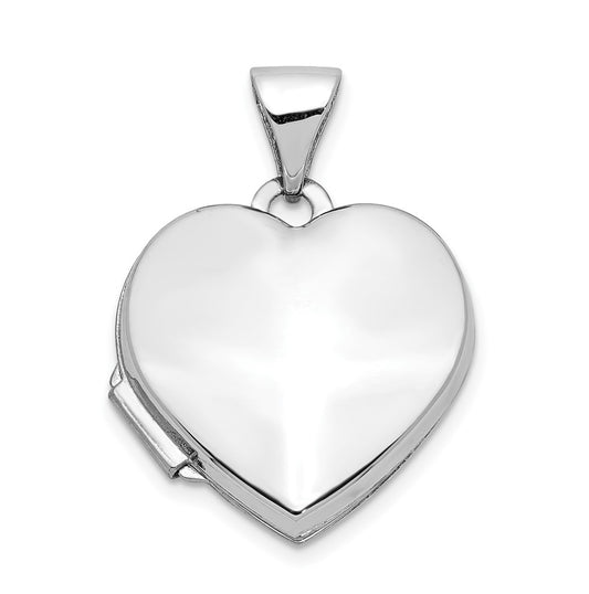 14k White Gold Polished Heart-Shaped Locket – Elegant Jewelry Gift for Birthday, Anniversary, Engagement, Wedding