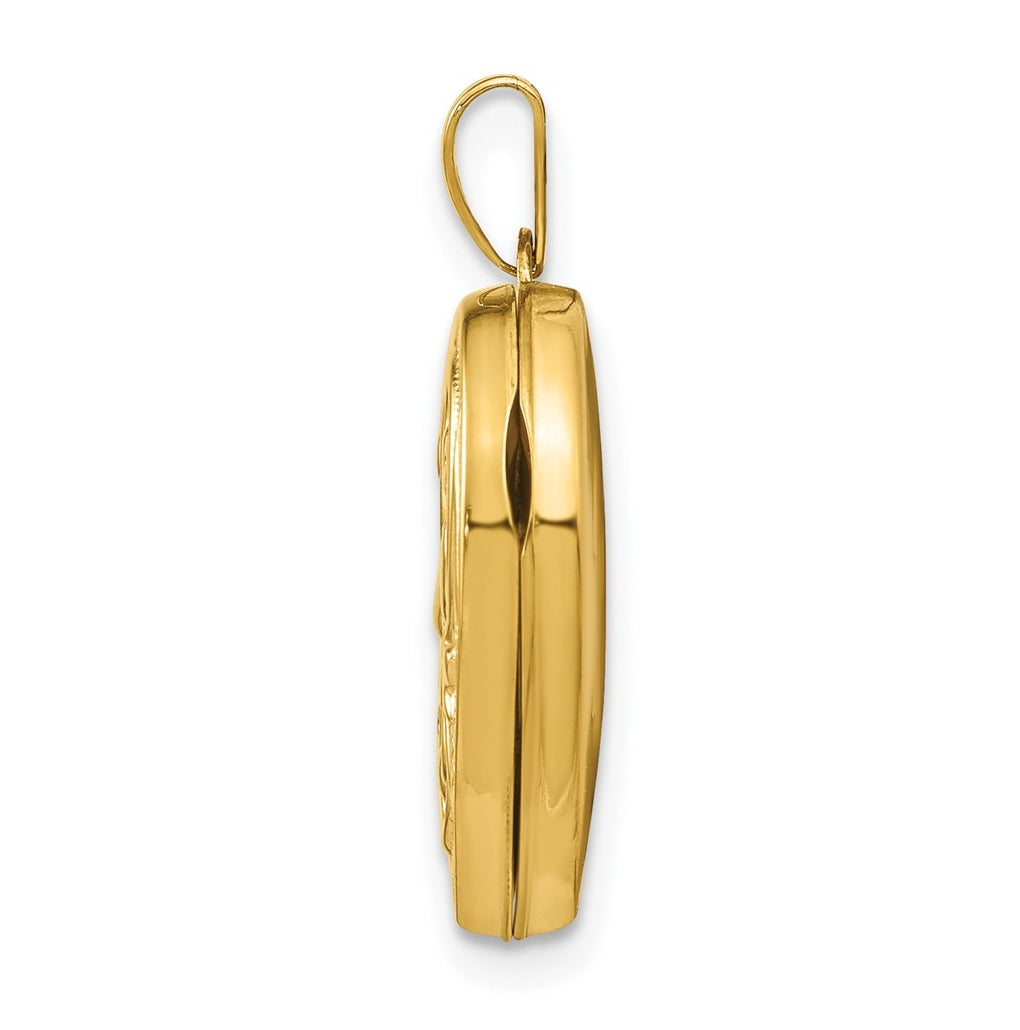 14K Yellow Gold Scrolled LOVE YOU ALWAYS Heart Locket – Elegant Jewelry Gift for Birthday, Anniversary, Engagement, Wedding