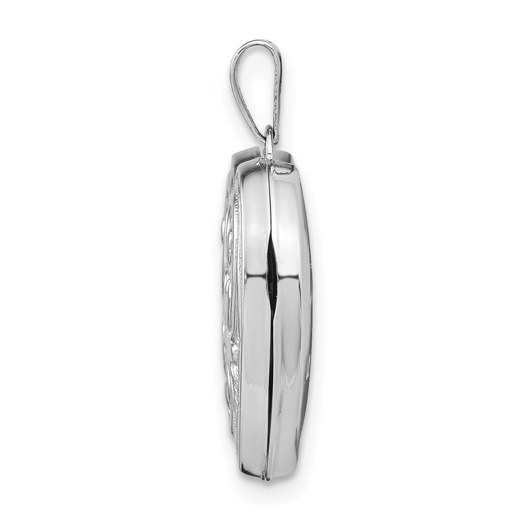 14k White Gold Scrolled Love You Always Heart Locket – Elegant Jewelry Gift for Birthday, Anniversary, Engagement, Wedding