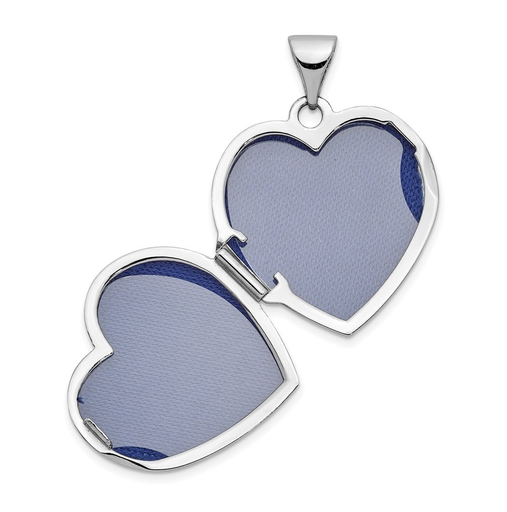 14k White Gold Scrolled Love You Always Heart Locket – Elegant Jewelry Gift for Birthday, Anniversary, Engagement, Wedding