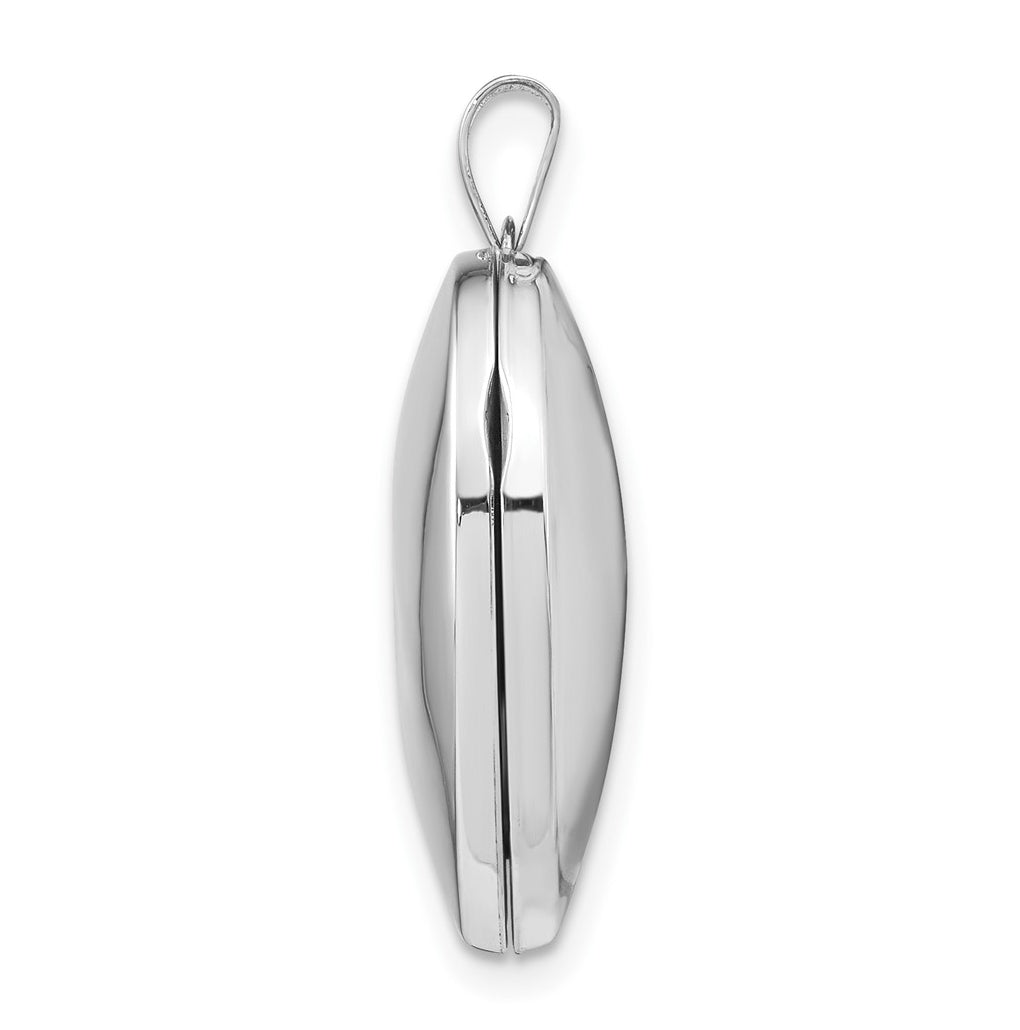 14k White Gold Polished Heart-Shaped Domed Locket – Elegant Jewelry Gift for Birthday, Anniversary, Engagement, Wedding