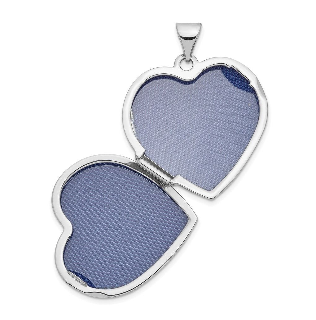 14k White Gold Polished Heart-Shaped Domed Locket – Elegant Jewelry Gift for Birthday, Anniversary, Engagement, Wedding