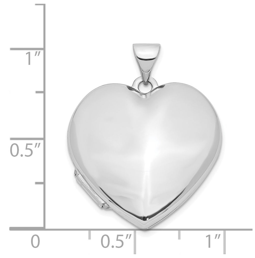 14k White Gold Polished Heart-Shaped Domed Locket – Elegant Jewelry Gift for Birthday, Anniversary, Engagement, Wedding