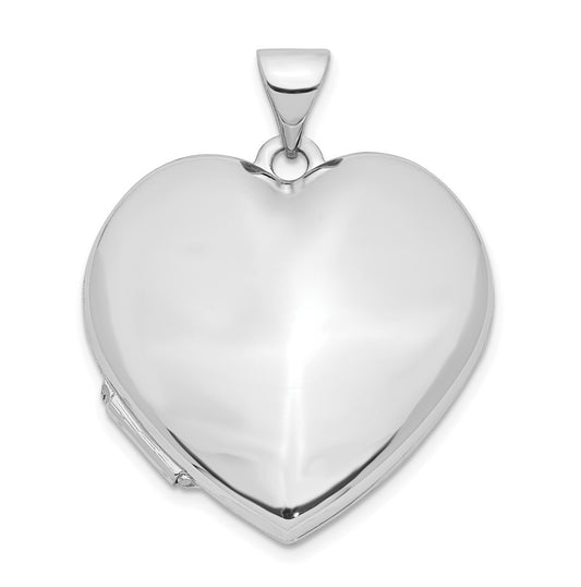 14k White Gold Polished Heart-Shaped Domed Locket – Elegant Jewelry Gift for Birthday, Anniversary, Engagement, Wedding