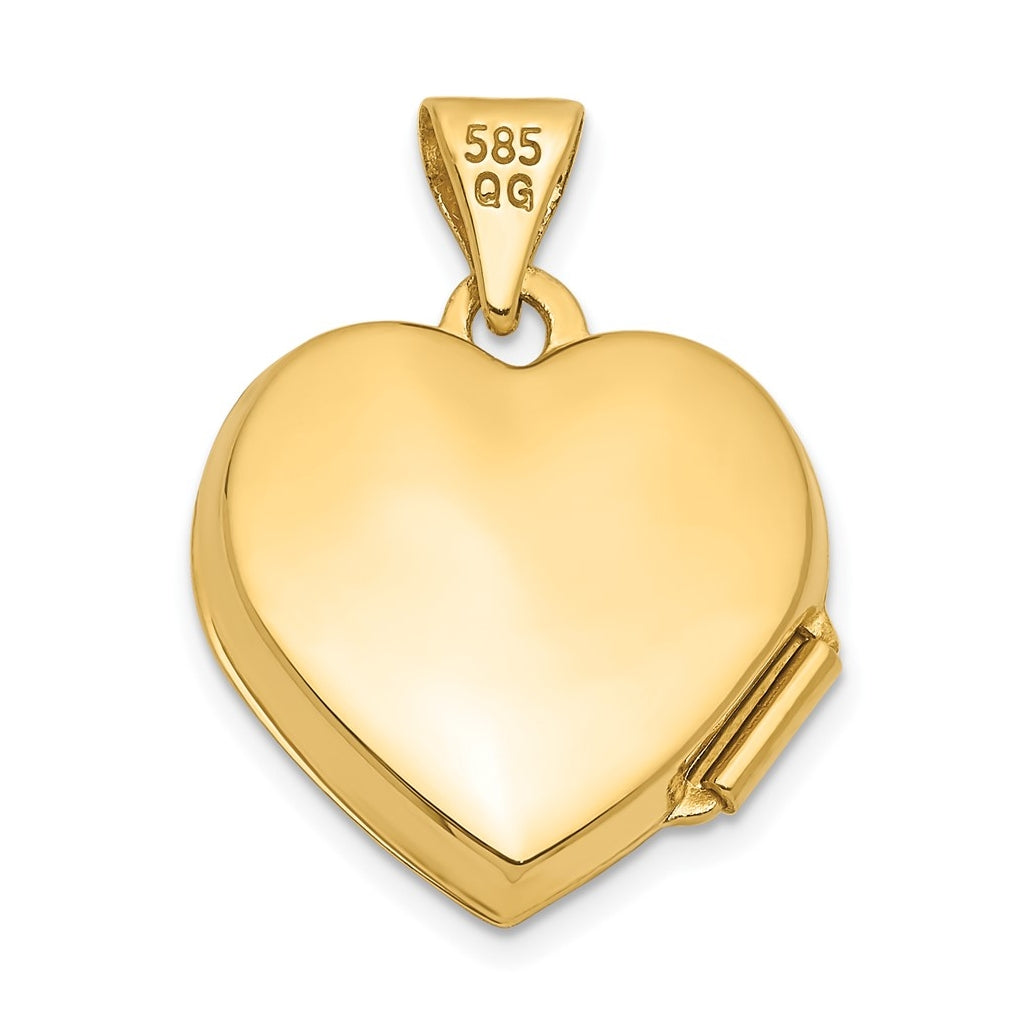 14K Yellow Gold Plain 15mm Heart Locket – Elegant Jewelry Gift for Birthday, Anniversary, Engagement, Wedding
