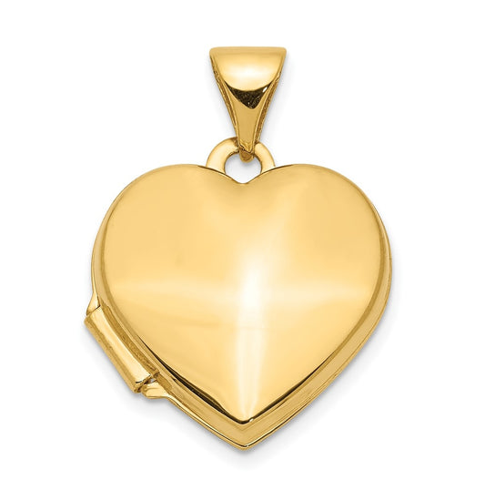 14K Yellow Gold Plain 15mm Heart Locket – Elegant Jewelry Gift for Birthday, Anniversary, Engagement, Wedding