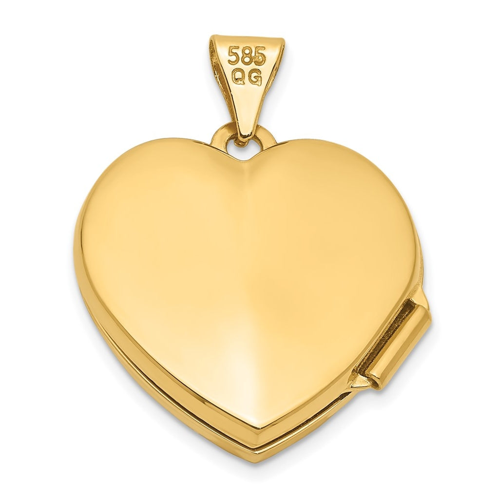 14K Yellow Gold w/ Rhodium DAUGHTER Floral 18mm Heart Locket – Elegant Jewelry Gift for Birthday, Anniversary, Engagement, Wedding