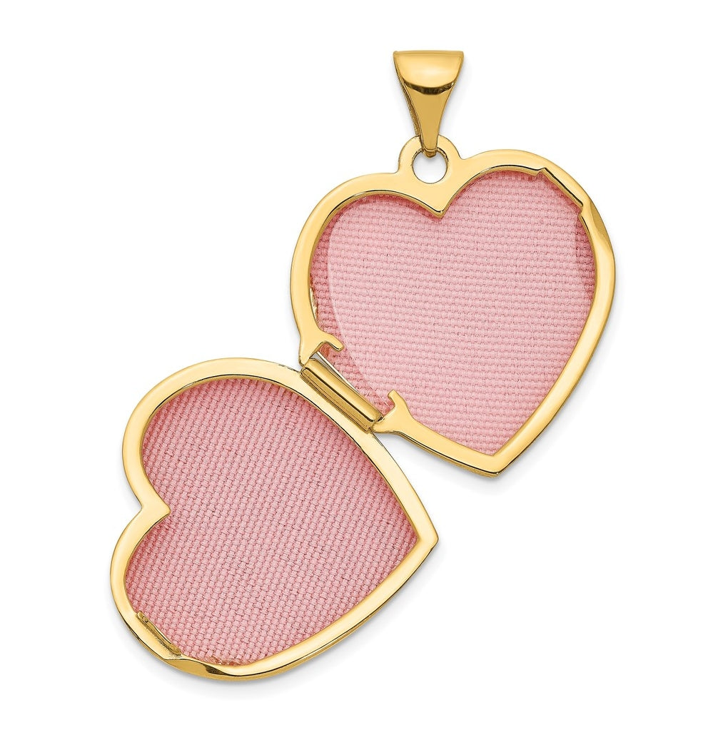 14K Yellow Gold w/ Rhodium DAUGHTER Floral 18mm Heart Locket – Elegant Jewelry Gift for Birthday, Anniversary, Engagement, Wedding