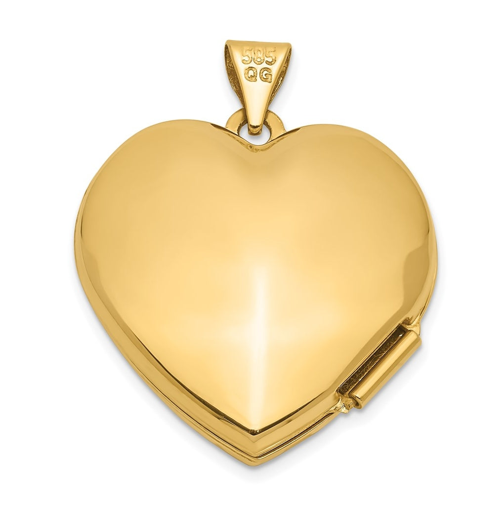 14K Yellow Gold 21mm Heart Domed Locket – Elegant Jewelry Gift for Birthday, Anniversary, Engagement, Wedding