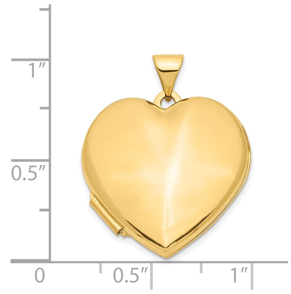 14K Yellow Gold 21mm Heart Domed Locket – Elegant Jewelry Gift for Birthday, Anniversary, Engagement, Wedding