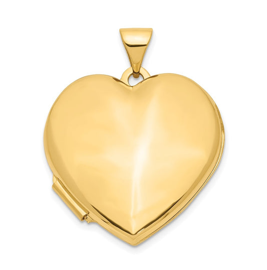 14K Yellow Gold 21mm Heart Domed Locket – Elegant Jewelry Gift for Birthday, Anniversary, Engagement, Wedding
