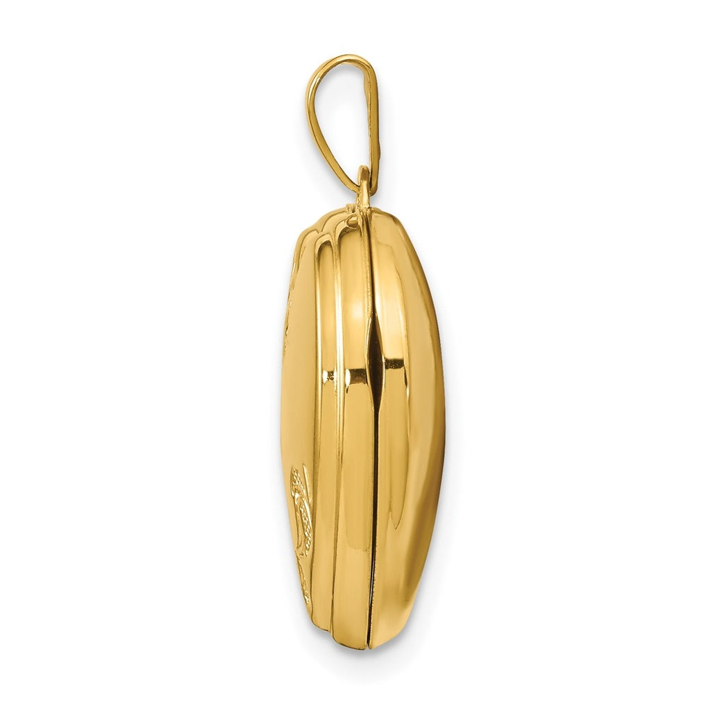 14K Yellow Gold 18mm Polished Heart-Shaped Floral Locket – Elegant Jewelry Gift for Birthday, Anniversary, Engagement, Wedding