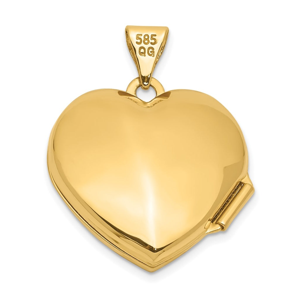 14K Yellow Gold 18mm Polished Heart-Shaped Floral Locket – Elegant Jewelry Gift for Birthday, Anniversary, Engagement, Wedding