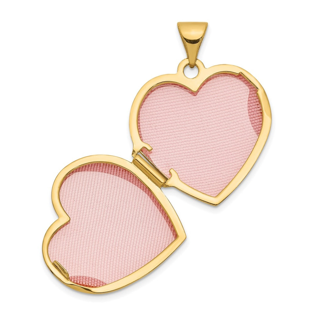14K Yellow Gold 18mm Polished Heart-Shaped Floral Locket – Elegant Jewelry Gift for Birthday, Anniversary, Engagement, Wedding