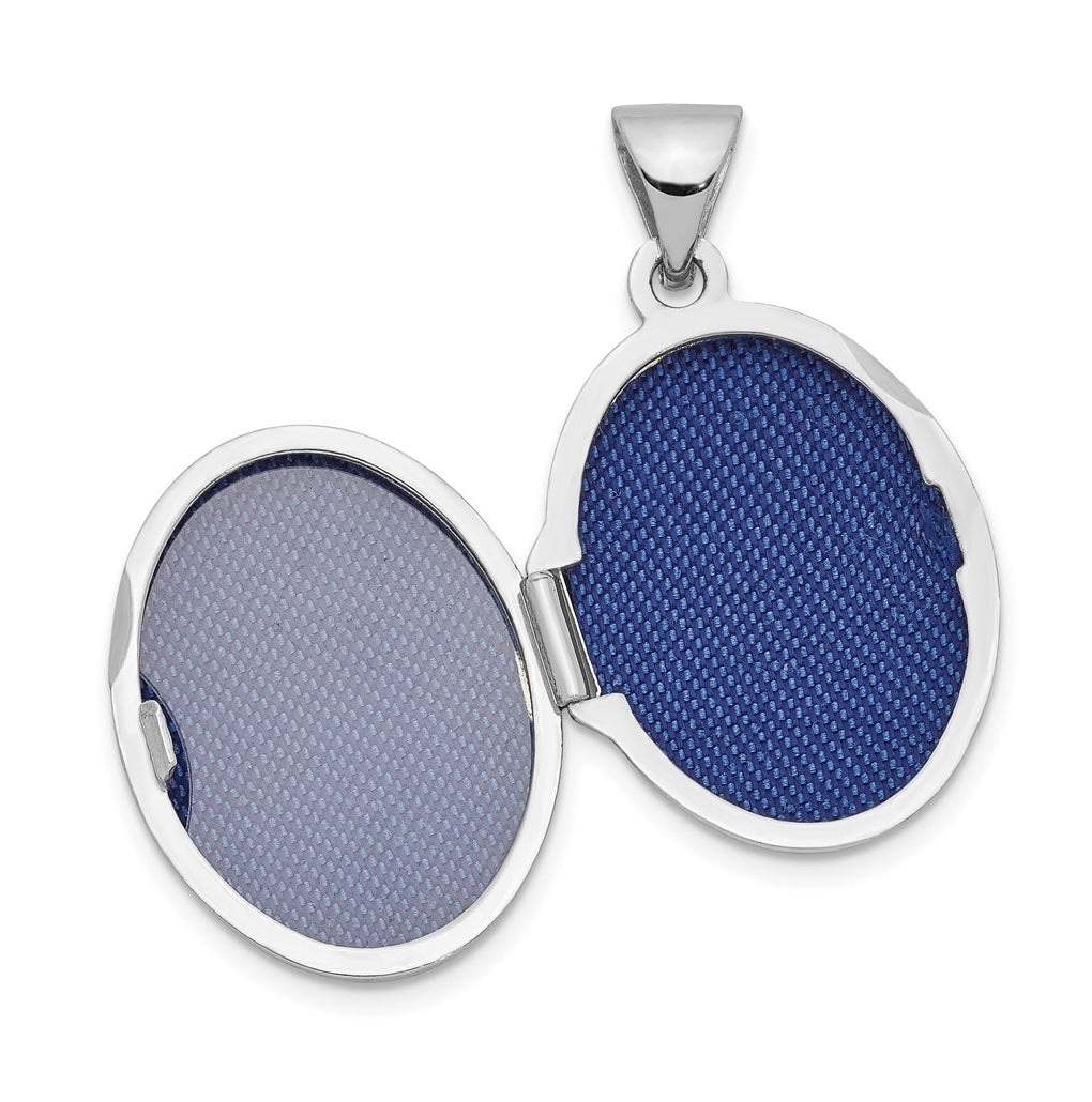 14K White Gold 17mm Oval Embossed Border Locket – Elegant Jewelry Gift for Birthday, Anniversary, Engagement, Wedding