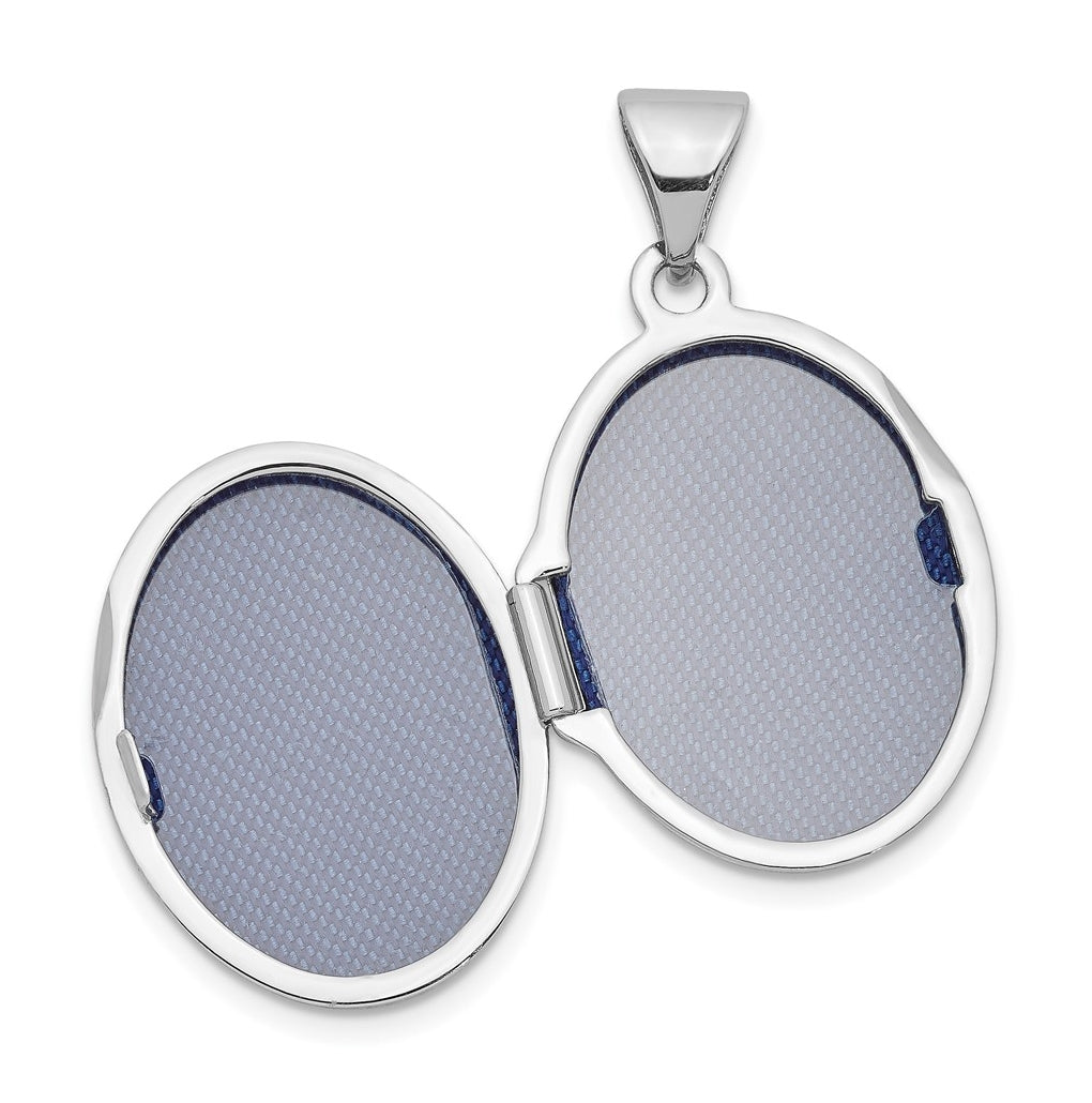 14k White Gold 17mm Oval Leaf Floral Hand Engraved Locket – Elegant Jewelry Gift for Birthday, Anniversary, Engagement, Wedding