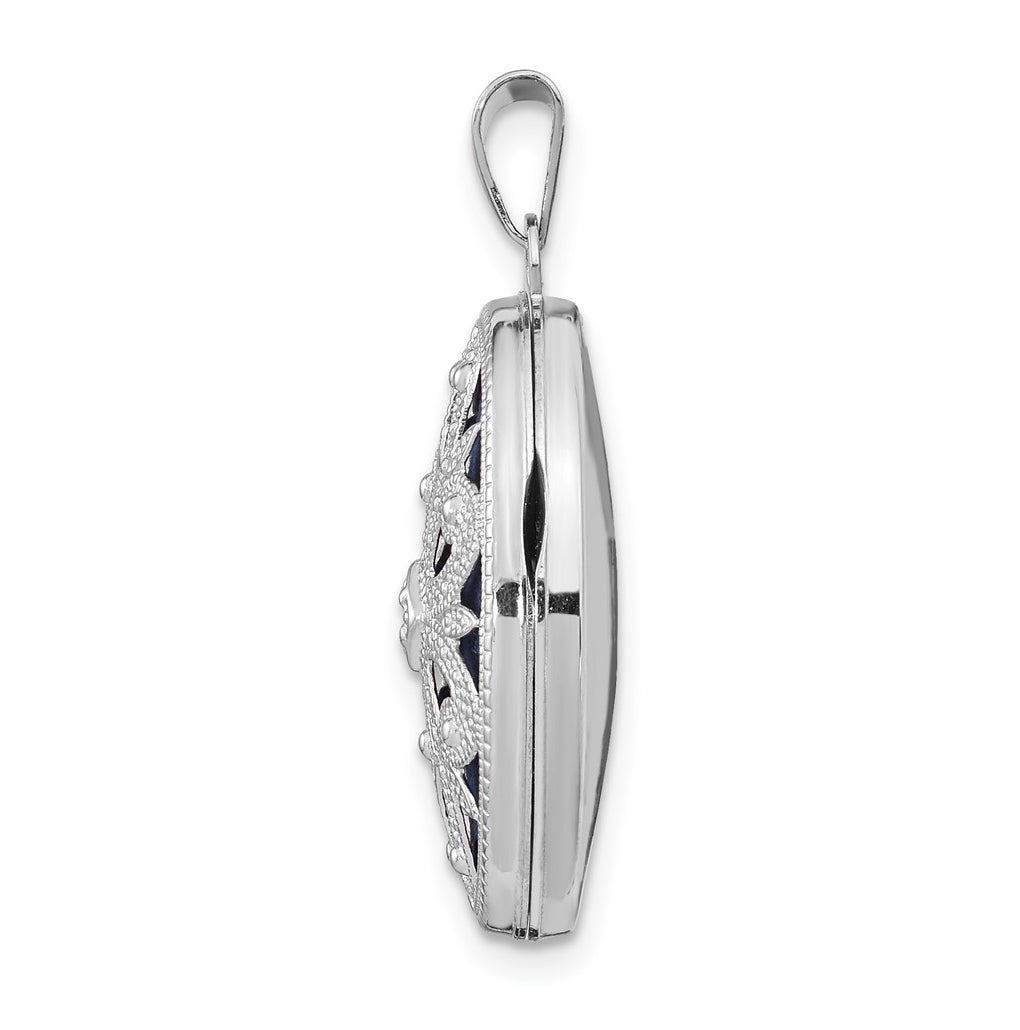 14K White Gold 21mm Diamond Vintage Oval Locket – Elegant Jewelry Gift for Birthday, Anniversary, Engagement, Wedding