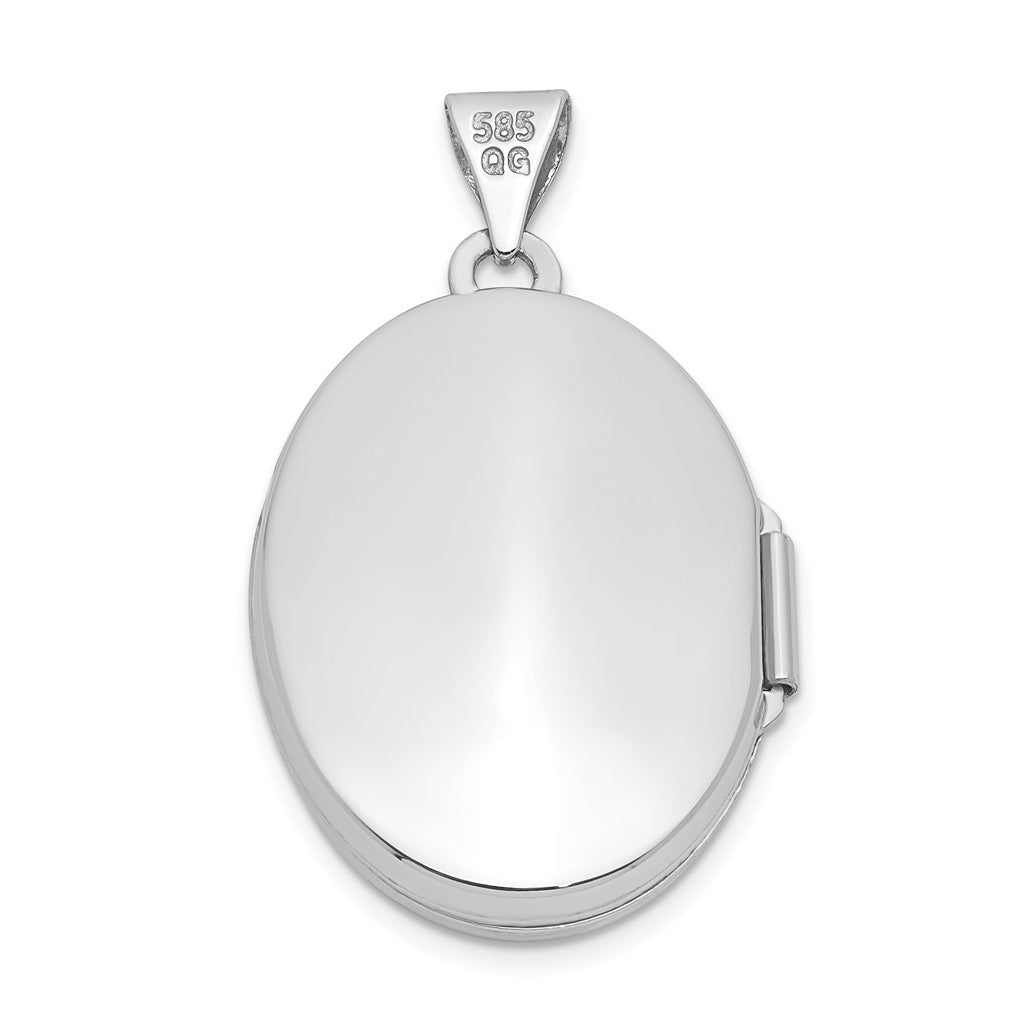 14K White Gold 21mm Diamond Vintage Oval Locket – Elegant Jewelry Gift for Birthday, Anniversary, Engagement, Wedding
