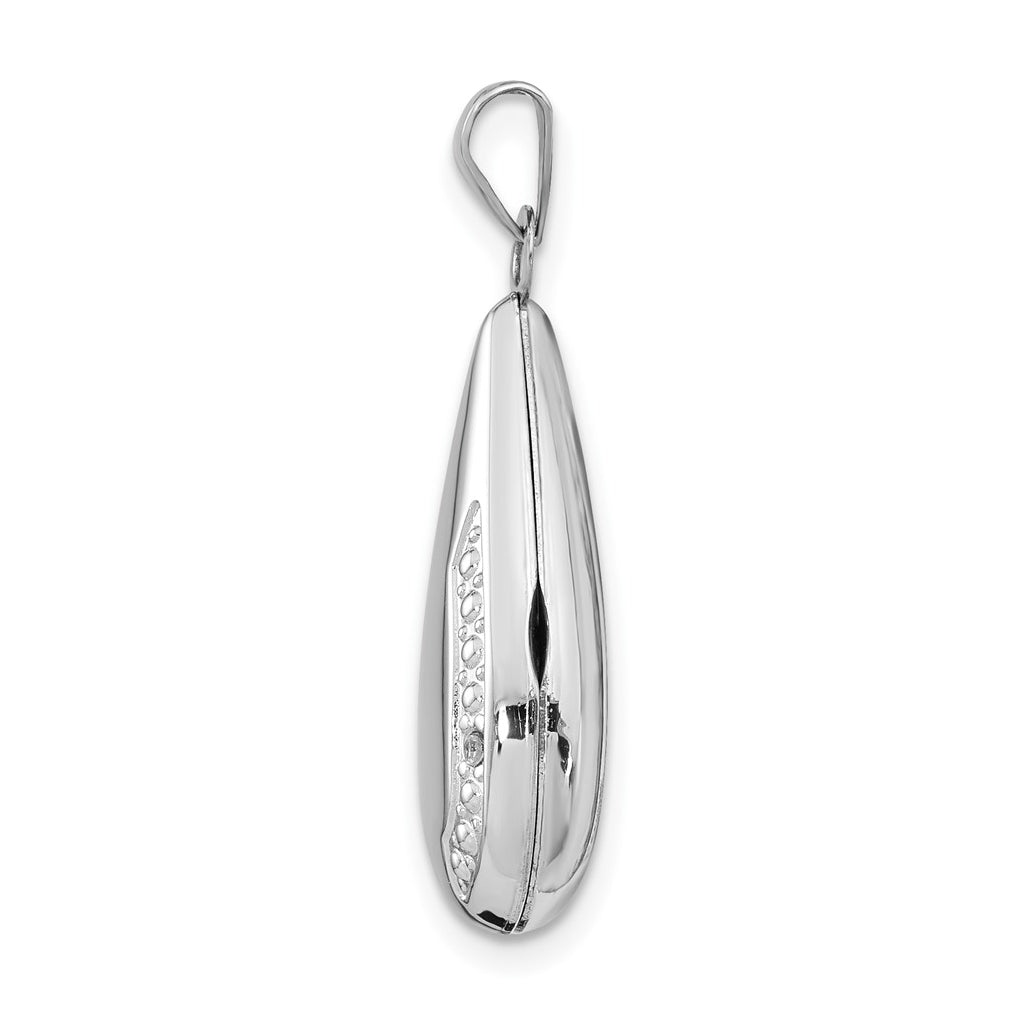 14K White Gold 21mm Tear Drop Diamond Locket – Elegant Jewelry Gift for Birthday, Anniversary, Engagement, Wedding