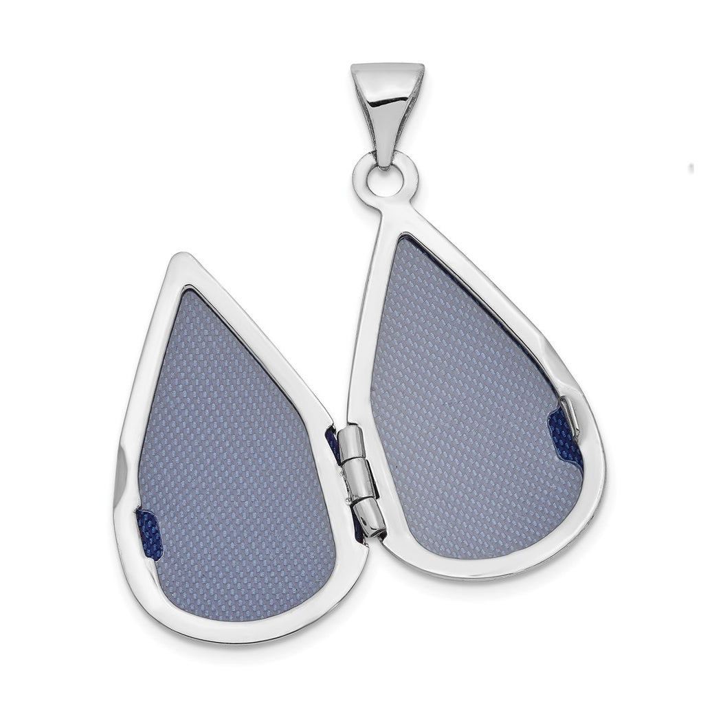 14K White Gold 21mm Tear Drop Diamond Locket – Elegant Jewelry Gift for Birthday, Anniversary, Engagement, Wedding