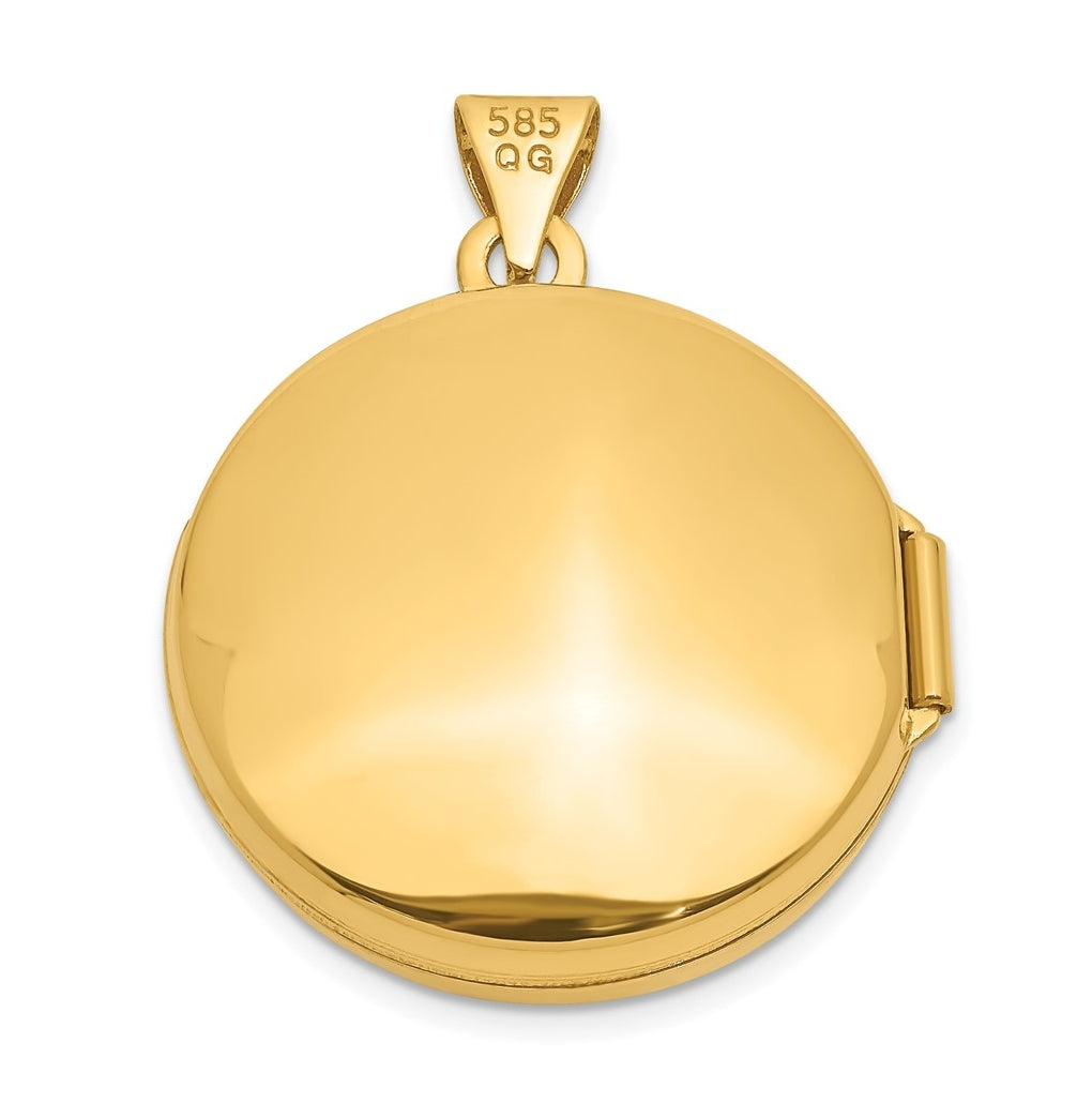 14K Yellow Gold 20mm Round Plain Domed Locket – Elegant Jewelry Gift for Birthday, Anniversary, Engagement, Wedding