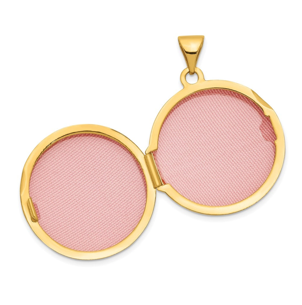 14K Yellow Gold 20mm Round Plain Domed Locket – Elegant Jewelry Gift for Birthday, Anniversary, Engagement, Wedding